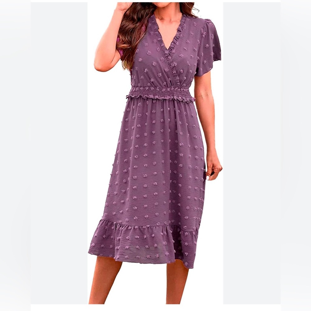 Purple smocked waist midi dress NWT size small